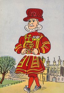 Walter Triers skøre kostumer: England, Beefeater (farvelitografi)