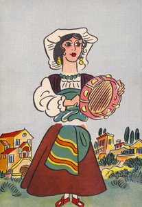 Walter Triers skøre kostumer: Italien (farvelitografi) af Walter Trier