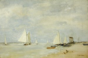 Yachts in the Cutting (olie på lærred)