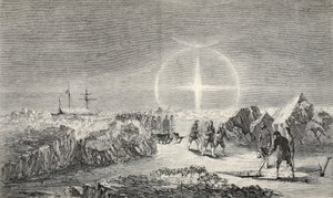 En begravelse på isen, virkningen af Paraselena (Mock Moons) 1859