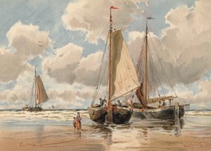Dutch Pinks at Low Water (farvelitografi) af Walter William May