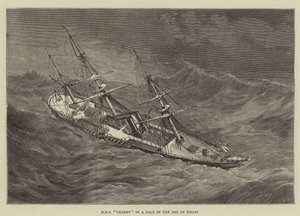 HMS Urgent i en kuling i Biscayabugten