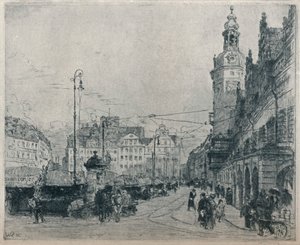 Markedsplads, Leipzig, c1913 af Walter Zeising
