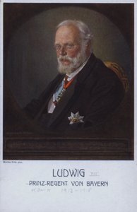 Ludwig III, sidste konge af Bayern, da Prins Regent (farve litho) af Walther Firle