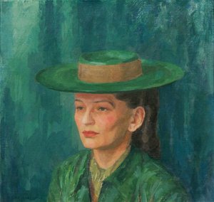 Grete Gamerith mit grünem Hut af Walther Gamerith