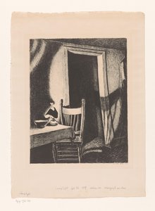 Interiør ved lampelys af Wanda Gág (signed by artist)