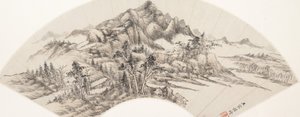 Landskab, dateret 1788. af Wang Chen