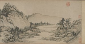 Bo i Fuchun-bjergene efter Huang Gongwang, Qing-dynastiet, 1672 (blæk og farve på papir)