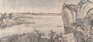 Landskab i stil med Juran og Yan Wengui, dateret 1713.