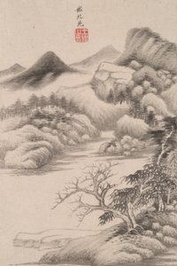 Landskab i stil med forskellige gamle mestre: Landskab efter Dong Yuan (aktiv 934