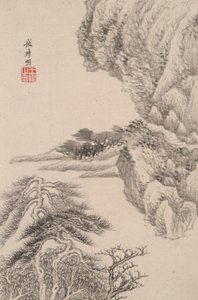 Landskab i stil med forskellige gamle mestre: Landskab efter Wang Meng (1308