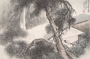 Læsning i Afsondret Pine Studio (Song yin an) af Wang Su