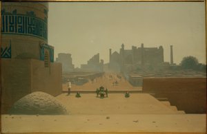 Hovedgade i Samarkand fra Citadellet om morgenen af Wassili W. Werestschagin