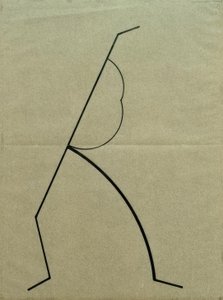 Analytisk tegning baseret på fotos af den dansende Palucca, lige linjer, der stræber opad baseret på simple kurver af Wassily Kandinsky