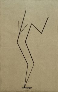 Analytisk tegning baseret på fotos af den dansende Palucca, parallel konstruktion fra et punkt nedenfor af Wassily Kandinsky