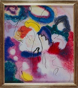 Glasbillede med rød plet af Wassily Kandinsky
