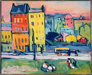 Huse i München, 1908 (olie på pap)
