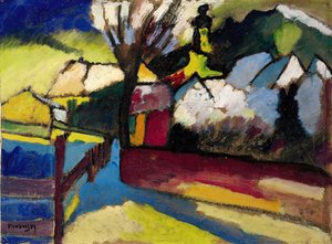""Efterårslandskab med træ"" Maleri af Wassily Kandinsky (eller Wassily Kandinski eller Kandinskij af Wassily Kandinsky