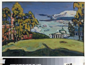 Landejendom ved Akhtyrka. Maleri af Vassily Kandinsky (eller Wassily Kandinsky eller Kandinskyj af Wassily Kandinsky
