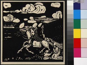 Ridderne (Les Chevaliers), af Kandinsky, Wassily Vasilyevich (1866-1944). Træsnit af Wassily Kandinsky