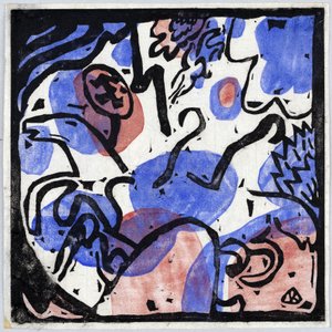 ""Tre ryttere i rødt, blåt og sort"" Maleri af Wassily Kandinsky (eller Wassily Kandinski eller Kandinskij af Wassily Kandinsky