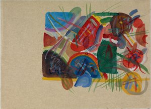 Akvarel med skov og regnbue, 1913. af Wassily Kandinsky