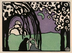 To kvinder i et månelandskab (blad 12 fra: »Klänge«) af Wassily Kandinsky