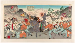 Den store krig for Pyongyang Heijô daisensô no zu (titel på objekt) af Watanabe Nobukazu