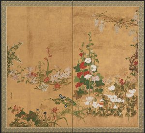 Blomster, Edo-periode, begyndelsen af midten af 1700-tallet.