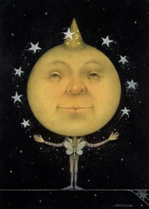 Juggling Full Moon (blyant og farvekridt på papir) (par af 150067) af Wayne Anderson