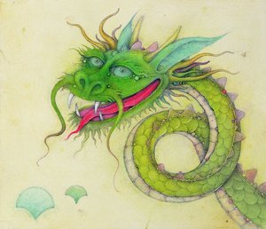 Den blåørede drage, 2000 (blandede medier) af Wayne Anderson
