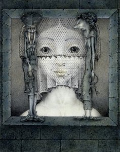 Veil of Sadness (blyant og farvekridt på papir) af Wayne Anderson