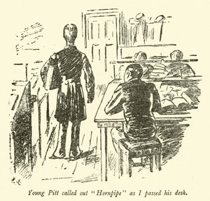 Unge Pitt råbte Hornpipe, da jeg passerer hans skrivebord
