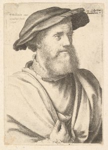 En skægget mand efter Hans Holbein, 1646. af Wenceslaus Hollar