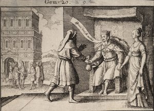 Abimelek irettesætte Abraham. Tilstand 1 af Wenceslaus Hollar