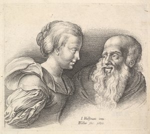 En gammel mand og en pige, efter Hulsman, 1635. af Wenceslaus Hollar