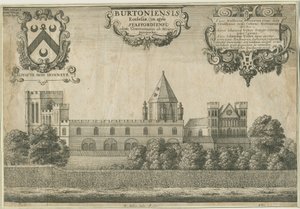 Burton-upon-Trent Abbey: kobberpladegravering, 1661 af Wenceslaus Hollar