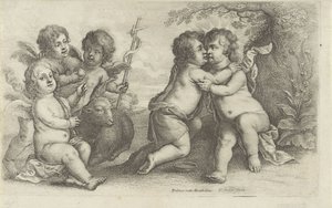 Kristus, Johannes og tre keruber Paedopaegnion (serietitel) af Wenceslaus Hollar