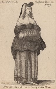 Hustru til en borger eller købmand i Antwerpen, 1650. af Wenceslaus Hollar