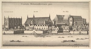 En del af byen Westminster, Westminster fra floden, 1647. af Wenceslaus Hollar