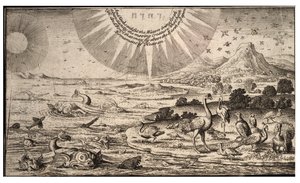 Oprettelse af fugle og fisk. Tilstand 1 af Wenceslaus Hollar