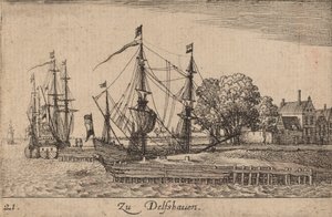 Delft havn, 1635. af Wenceslaus Hollar