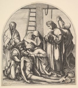 Nedstigning fra korset, efter Holbein, 1640. af Wenceslaus Hollar