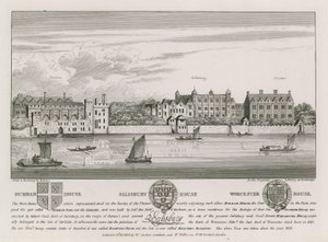 Durham House, Salisbury House og Worcester House af Wenceslaus Hollar