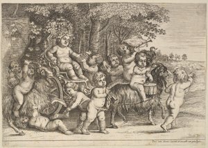 Elleve drenge og tre geder, 1625-77. af Wenceslaus Hollar