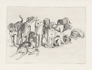 Elleve jagthunde af Wenceslaus Hollar