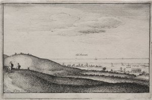 Engelsk udsigt: Old Shoreham, 1645. af Wenceslaus Hollar