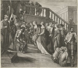 Ester foran Ahasverus af Wenceslaus Hollar