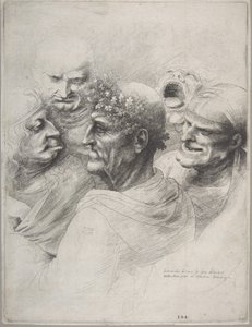 Fem groteske hoveder, inklusive en ældre mand med en egebladkrans, 1646., 1646. af Wenceslaus Hollar