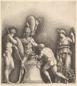 Fire klassiske skikkelser hedensk offer, 1638. af Wenceslaus Hollar